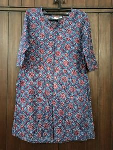 Blue Floral Print Kurta