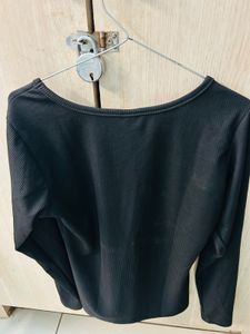 Black Ribbed Long Sleeve Top