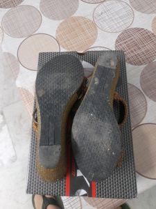 Black And Golden Wedges With Heels