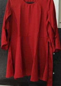 God Bless Casual Solid Women Red Top..