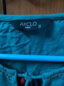 Embroidered Teal Top