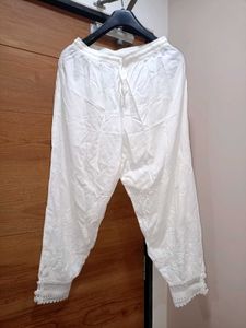 White Chikankari Embroidery Cotton Pant🤍