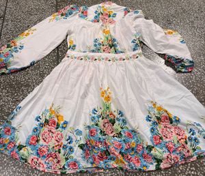 Floral Print White Dress