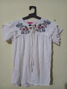 Lucky Charm White Top with Butterfly Sleeves