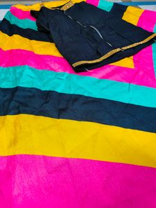 Multicolored Flared Lehenga With Black Top