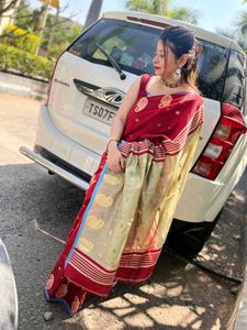 Elegant Maroon Cotton Saree