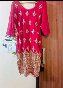Elegant Pink Kurta with Yellow Salwar