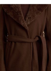Kazo Brown Fur Collared Coat