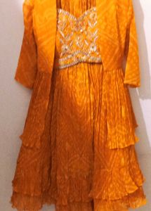 Gorgeous Orangish Shrug With CROP top And Lehanga