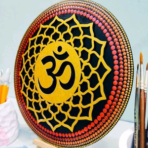 Hand-Painted OM Mandala Dot Art