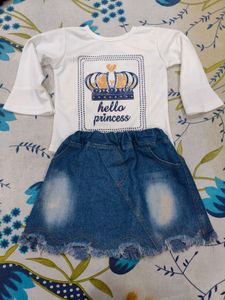 White Top And Blue Skirt