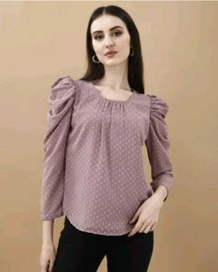 Women's Chiffon Solid Regular Fit Top