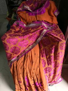 UsedMustard&amp;MagentaEmbroidery ShifonGeorgette Sare
