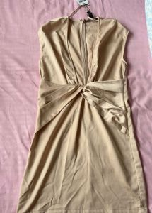 Elegant Beige Mini Dress
