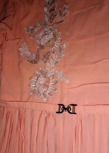 Peach Pleated Dress