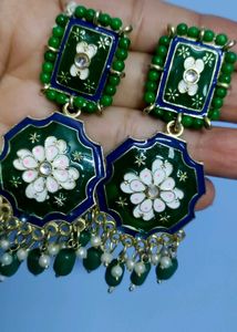 Green Colour 2 Jhumka Set