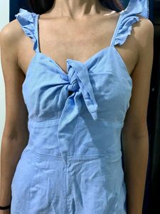 Zara Linen Blue Jumpsuit XS