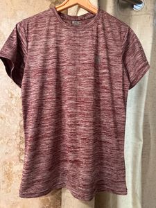 Maroon Patterned Workout T-Shirt,Bust-36Strechable