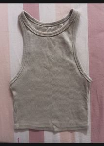 khaki colour racer back crop top
