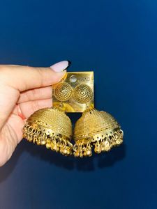 Gold Jhumka Earrings