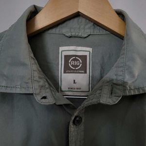 Rig Utility Olive Green Denim Look Shirt
