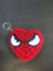Crochet Batman Heart-Shaped Keychain
