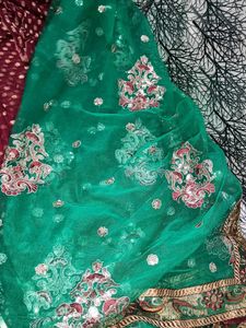Green Embroidered Dupatta