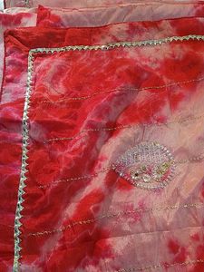 Pink Tie-Dye Saree with Embellishments