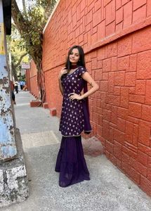 Elegant Purple Sharara Set