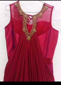 Elegant Maroon Embroidered Gown