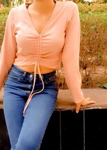 Set Of Two High Rise Jeans With Ribbed Top