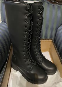 Black Lace-Up Knee High Boots