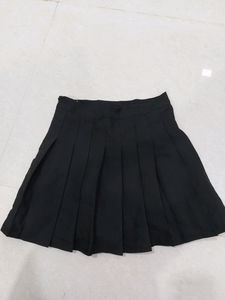 Urbanic Pleated A-line Black Mini Skirt With Short