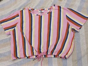 Sexy Only Brand Crop Top Multi-colour Stripes