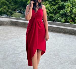Red Halter Hi-Lo Dress