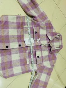 Lavender Plaid long sleev coat