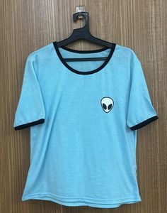 Alien Graphic Print Tee - Light Blue