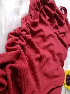 Red Ruched Bodycon Dress