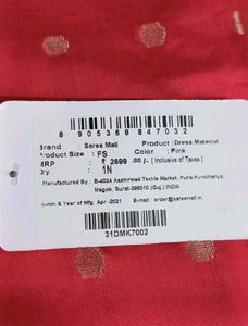 Women Saree Mall Silk Blend Zari Pink Suit Fabric