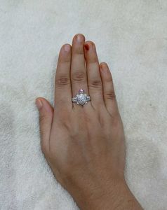Lucky Silver Turtle Ring With Pink Eyes 🩷