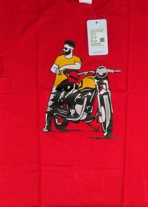Brand New Cotton Bike Printed Red Mens Tshirts