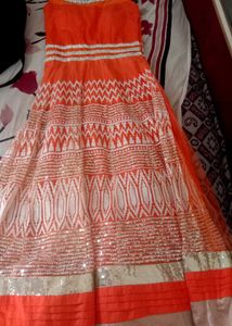 Orange Embellished Anarkali Suit