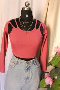 Flash Sale!!..Rose Cutout Long Sleeve Top