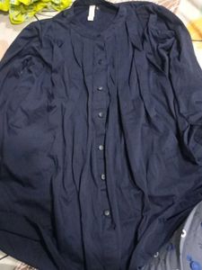 Navy Button-Down Top