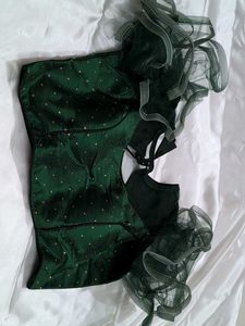 Green Embellished Blouse Party Wear