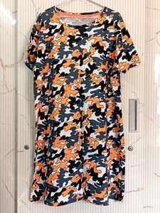 New Streachable Night Dress Orange Grey Black