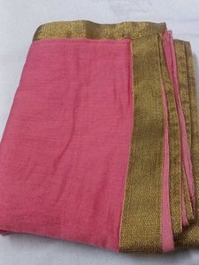 Pink &amp; Gold Border Saree