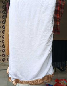 White &amp; Gold Kurti Material