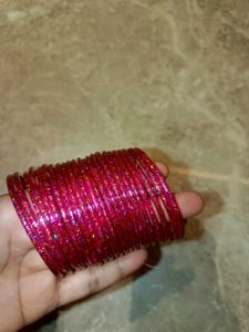 Set Of 24 Pink Glass Bangles