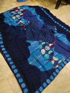 Elegant Blue Printed Saree